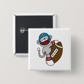 ソックス猿のフットボールのTシャツおよびギフト 缶バッジ (正面&裏面)