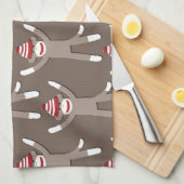 ソックス猿のプリント キッチンタオル (四つ折り)