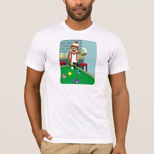 ソックス猿のプールのビリヤードをする人 Tシャツ