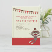 ソックス猿のベビーシャワーの招待 招待状 (スタンド正面)