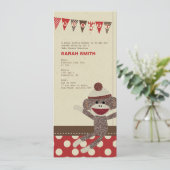 ソックス猿のベビーシャワーの招待 招待状 (スタンド正面)