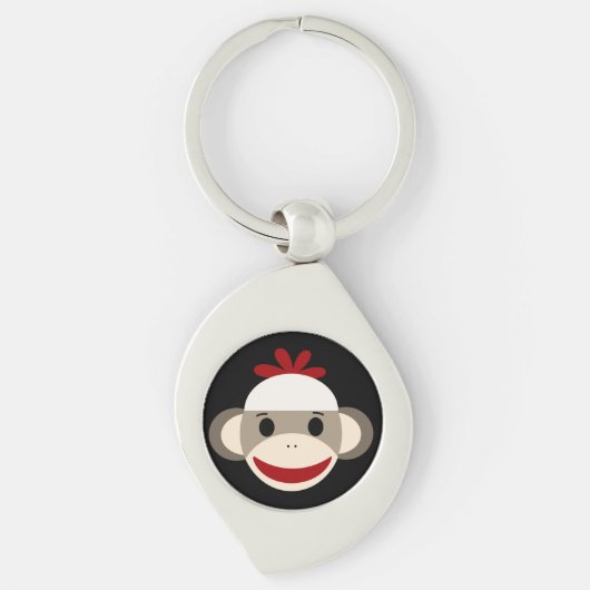 ソックス猿の渦巻の金属Keychain キーホルダー (正面)