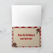 ソックス猿の男の子のギンガムの誕生会 カード (内部)