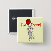 ソックス猿の第3誕生日のTシャツおよびギフト 缶バッジ (正面&裏面)