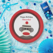 ソックス猿の誕生会のプレートかベビーシャワー ペーパープレート (パーティー)