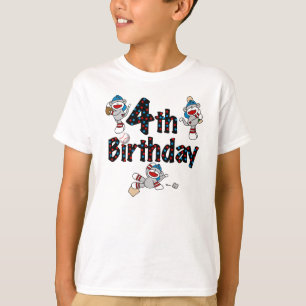 ソックス猿の野球の第4誕生日 Tシャツ