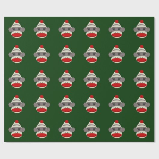 ソックス猿の顔のクリスマスの包装紙 ラッピングペーパー (フラット)