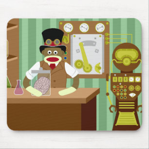 ソックス猿のSteampunkの科学者 マウスパッド