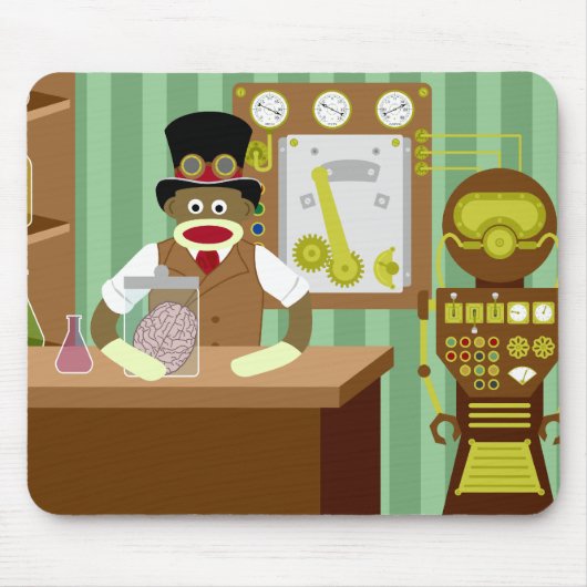 ソックス猿のSteampunkの科学者 マウスパッド (正面)