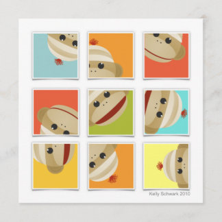 ソックス猿はブロックの正方形の招待状を強打します 招待状