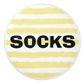 ソックス黄色のホワイトウォーター色のストライプ セラミックノブ (正面)