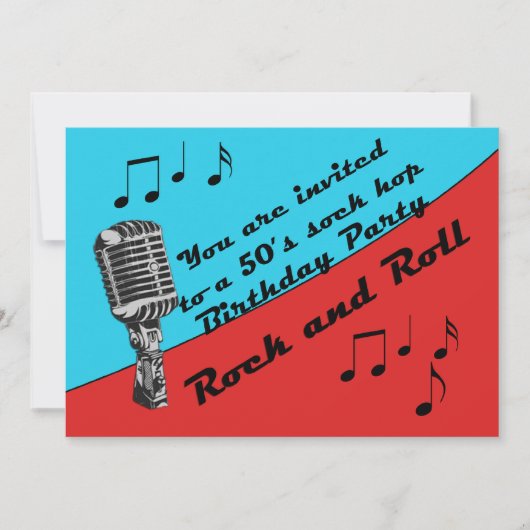 ソックホップ50の誕生日パーティーレトロおもしろい 招待状 (正面)