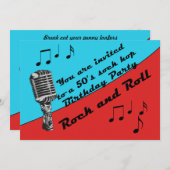 ソックホップ50の誕生日パーティーレトロおもしろい 招待状 (正面/裏面)