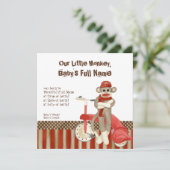 ソックモンキーと三輪車の男の子誕生のお知らせ 案内状 (スタンド正面)