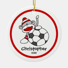 ソックモンキーのサッカー 男子クリスマスオーナメント セラミックオーナメント