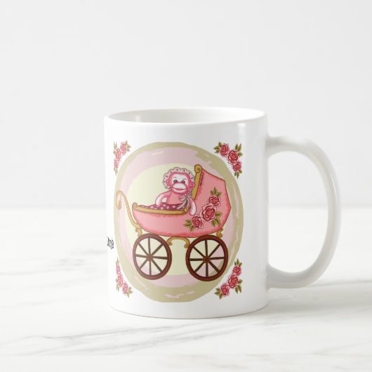 ソックモンキーの赤ちゃん女の子バギー コーヒーマグカップ (右)