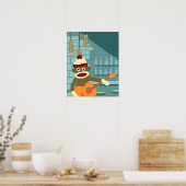 ソックモンキーアコースティックギター ポスター (キッチン)