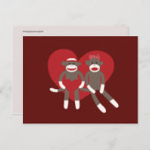 ソックモンキーインラブハートバレンタインギフト シーズンポストカード (正面/裏面)