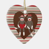 ソックモンキーインラブバレンタインデーハートギフト セラミックオーナメント (右)