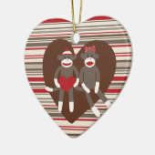 ソックモンキーインラブバレンタインデーハートギフト セラミックオーナメント (左)