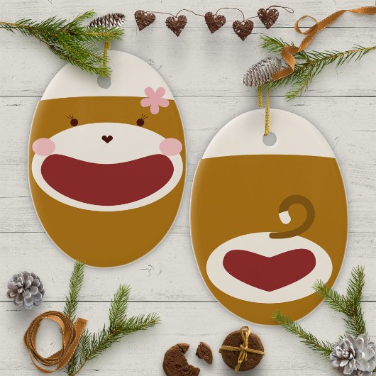 ソックモンキーガールクリスマスツリー セラミックオーナメント