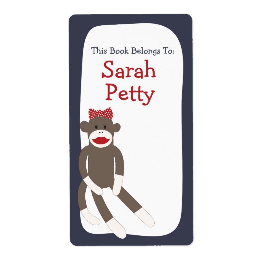 ソックモンキーガール蔵書票 ラベル (正面)