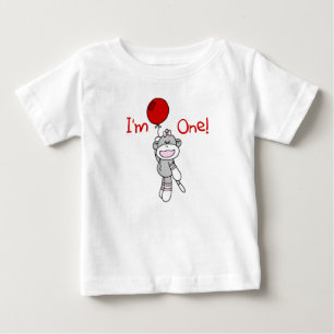 ソックモンキーガール1st誕生日 ベビーTシャツ