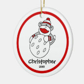 ソックモンキーゴルフボーイのクリスマス装飾品 セラミックオーナメント (左)