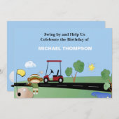 ソックモンキーゴルフ誕生日招待状 招待状 (正面/裏面)