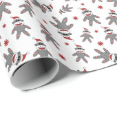 ソックモンキーサンタハット小さなクリスマスホリデー ラッピングペーパー (ロールコーナー)