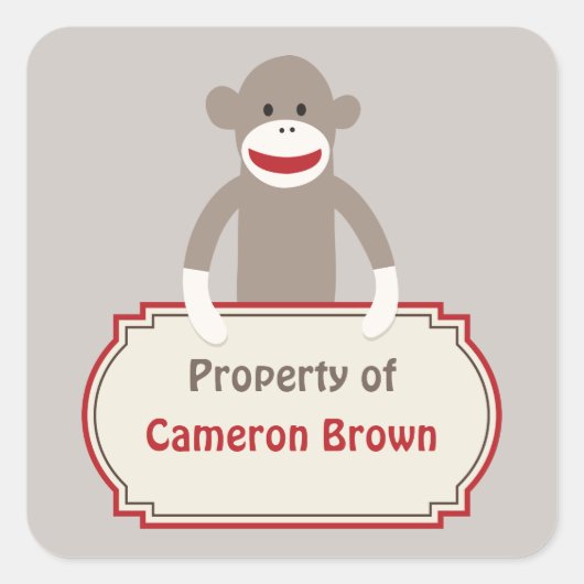 ソックモンキーシカスタマイズステッカー スクエアシール (正面)