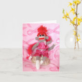 ソックモンキーズ・フォー・ザ・キュア・ピンク・デニース・カード カード (黄色い花)