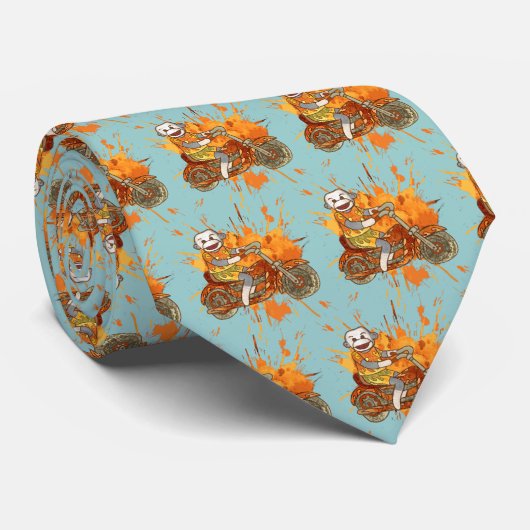 ソックモンキーバイクもしくは自転車に乗る人メンズタイ ネクタイ (ロール)