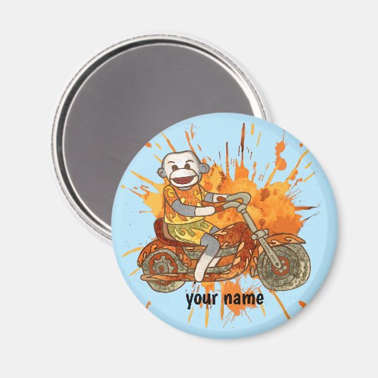 ソックモンキーバイクバイクもしくは自転車に乗る人 マグネット (正面/裏面)