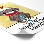 ソックモンキーバスルームのリマインダーあなたの手を洗う4x6 ポスター (角)