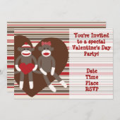 ソックモンキーバレンタインデーパーティー招待状 招待状 (正面/裏面)