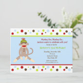 ソックモンキーバースデーパーティ招待状ズキッズ 招待状 (スタンド正面)