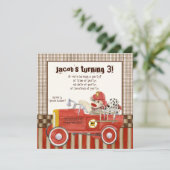 ソックモンキーファイヤートラックボーイ誕生日パーティー招待状 招待状 (スタンド正面)