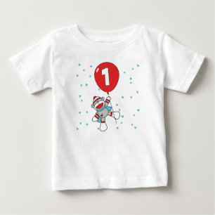 ソックモンキーファースト誕生日 ベビーTシャツ