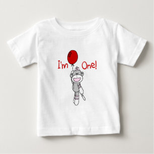 ソックモンキーファースト誕生日Tシャツとギフト ベビーTシャツ