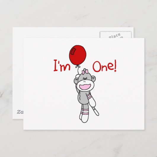 ソックモンキーファースト誕生日Tシャツとギフト ポストカード (正面/裏面)