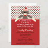 ソックモンキーベビーシャワー招待状カスタマイズ- 招待状 (正面/裏面)