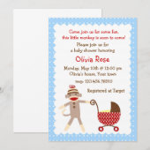 ソックモンキーベビーシャワー招待状 招待状 (正面/裏面)