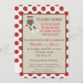 ソックモンキーベビーシャワー招待状 招待状 (正面/裏面)