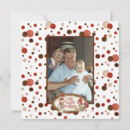 ソックモンキーペダル車、男の子のベビー誕生の発表 招待状 (裏面)