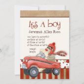 ソックモンキーペダル車、男の子のベビー誕生の発表 招待状 (正面)