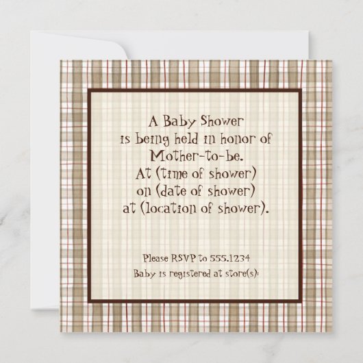 ソックモンキーペダル車、男の子の赤ちゃんシャワー招待状 招待状 (裏面)