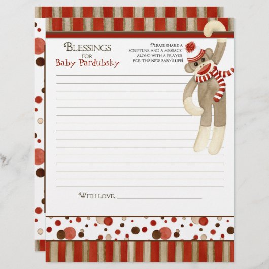 ソックモンキーボーイベビーシャワー恵み (正面/裏面)