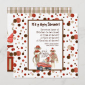 ソックモンキーボーイベビーシャワー招待状 招待状 (正面/裏面)