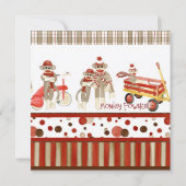 ソックモンキーボーイベビーシャワー招待状 招待状 (裏面)